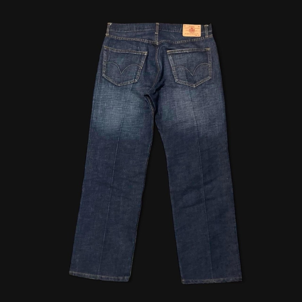 Members Property Dark Wash Relaxed Straight fit jeans bamboo weave y2k vtg 36/32